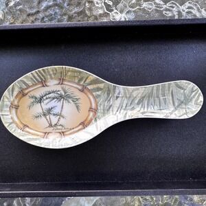 Vintage Kathleen Denis Palm Tree Spoon Rest Keller Charles Philadelphia Melamine